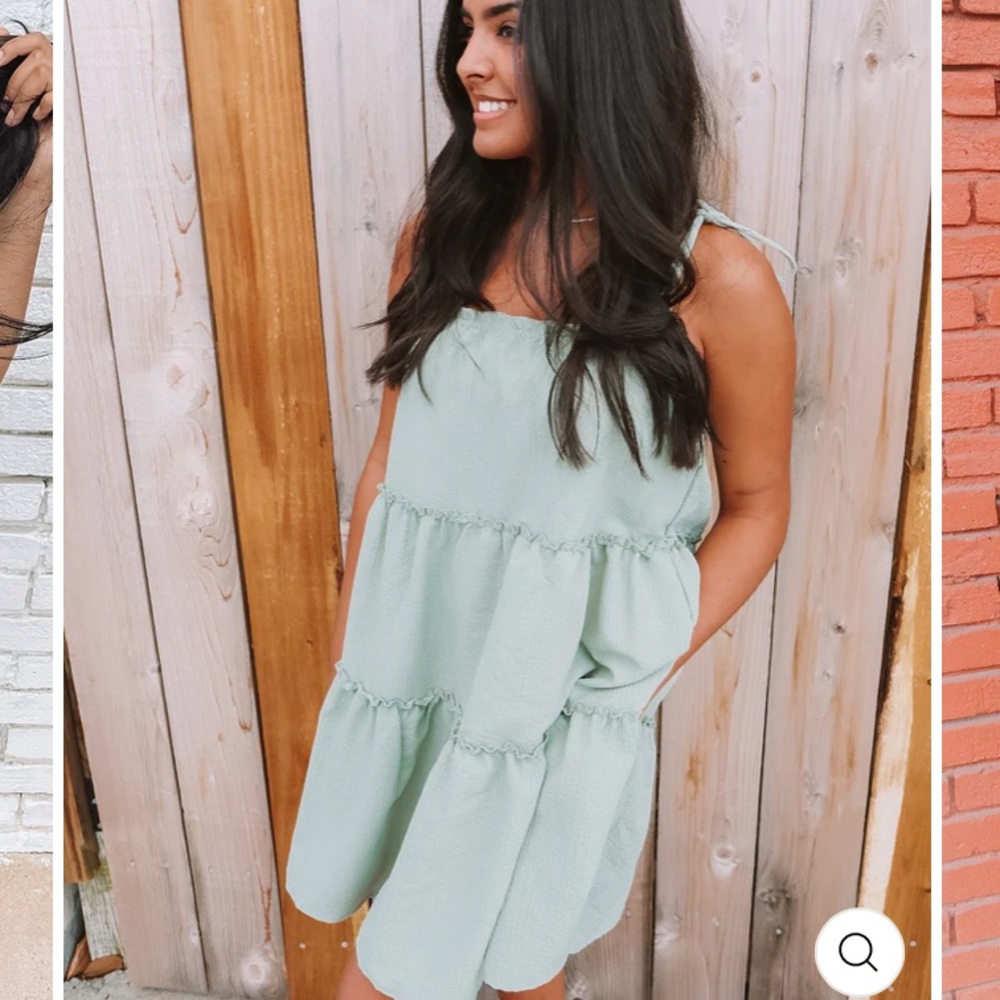 Tiered Dress with Spaghetti Straps /Mini Dress